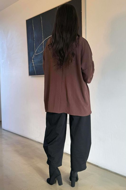 Suki Drape Cowl Blouse Chocolate /10=